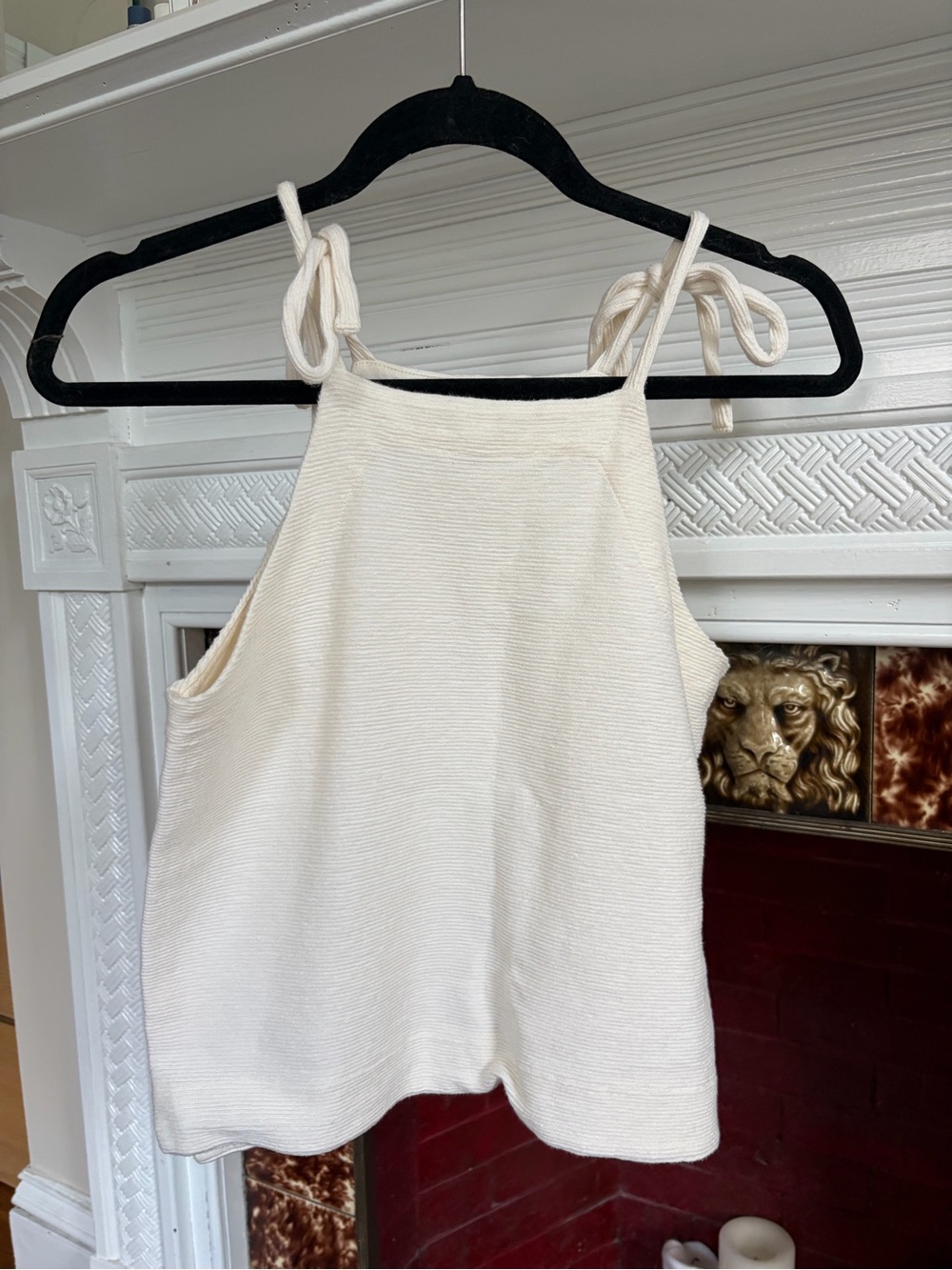 Madewell Cream Tie-Shoulder Ribbed Camisole Top